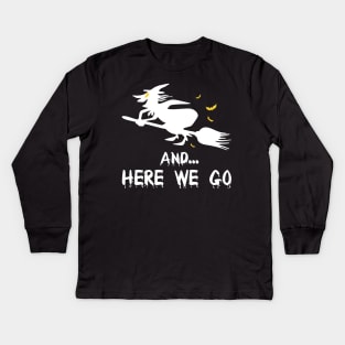 Witch Crafty On A Dark Desert Highways Halloween Kids Long Sleeve T-Shirt